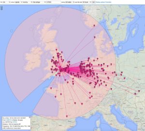 G7RDX PSK Reporter Europe Tropospheric propagation 2022-10-19