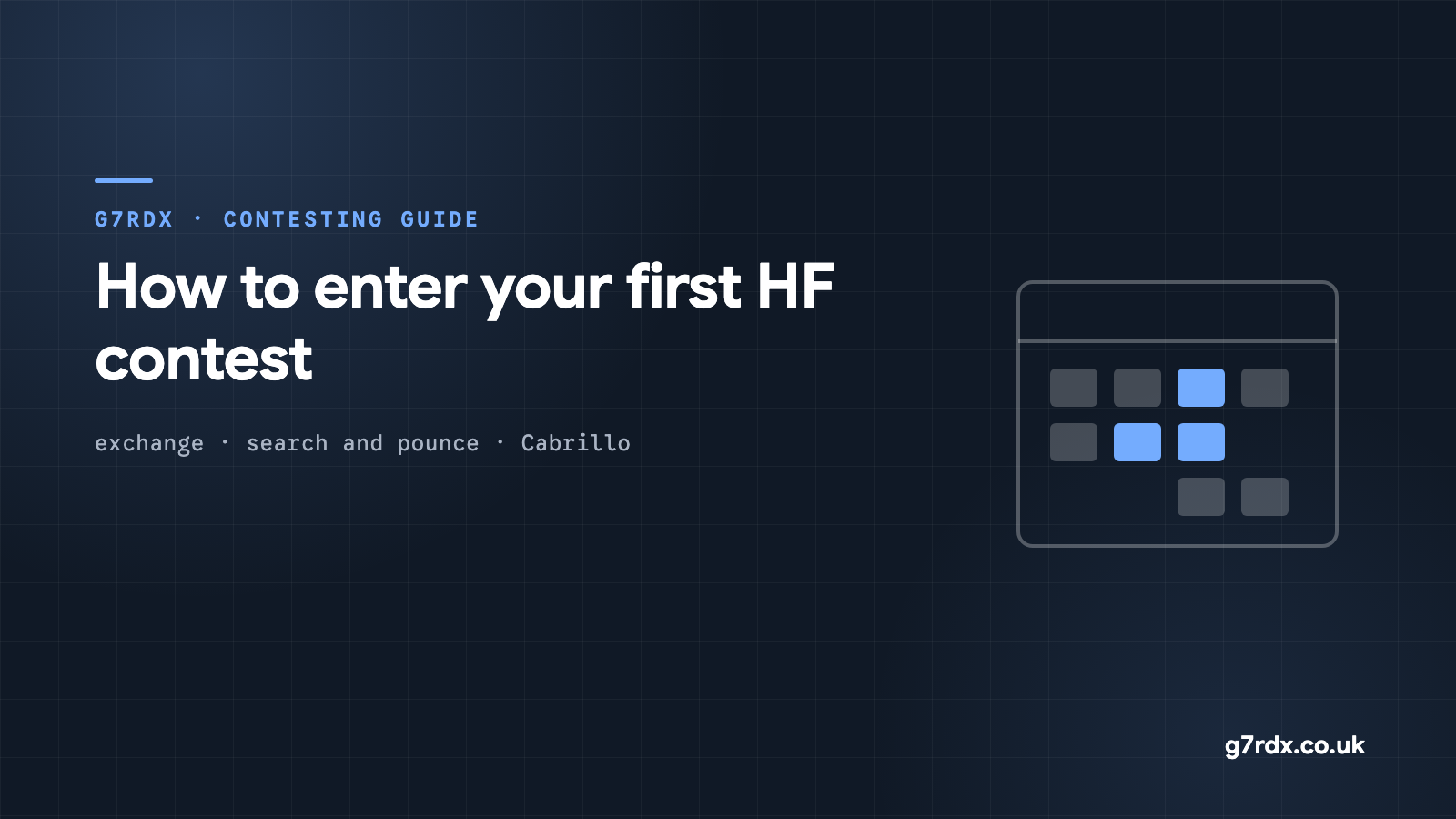 How to enter your first HF contest - G7RDX contesting guide cover