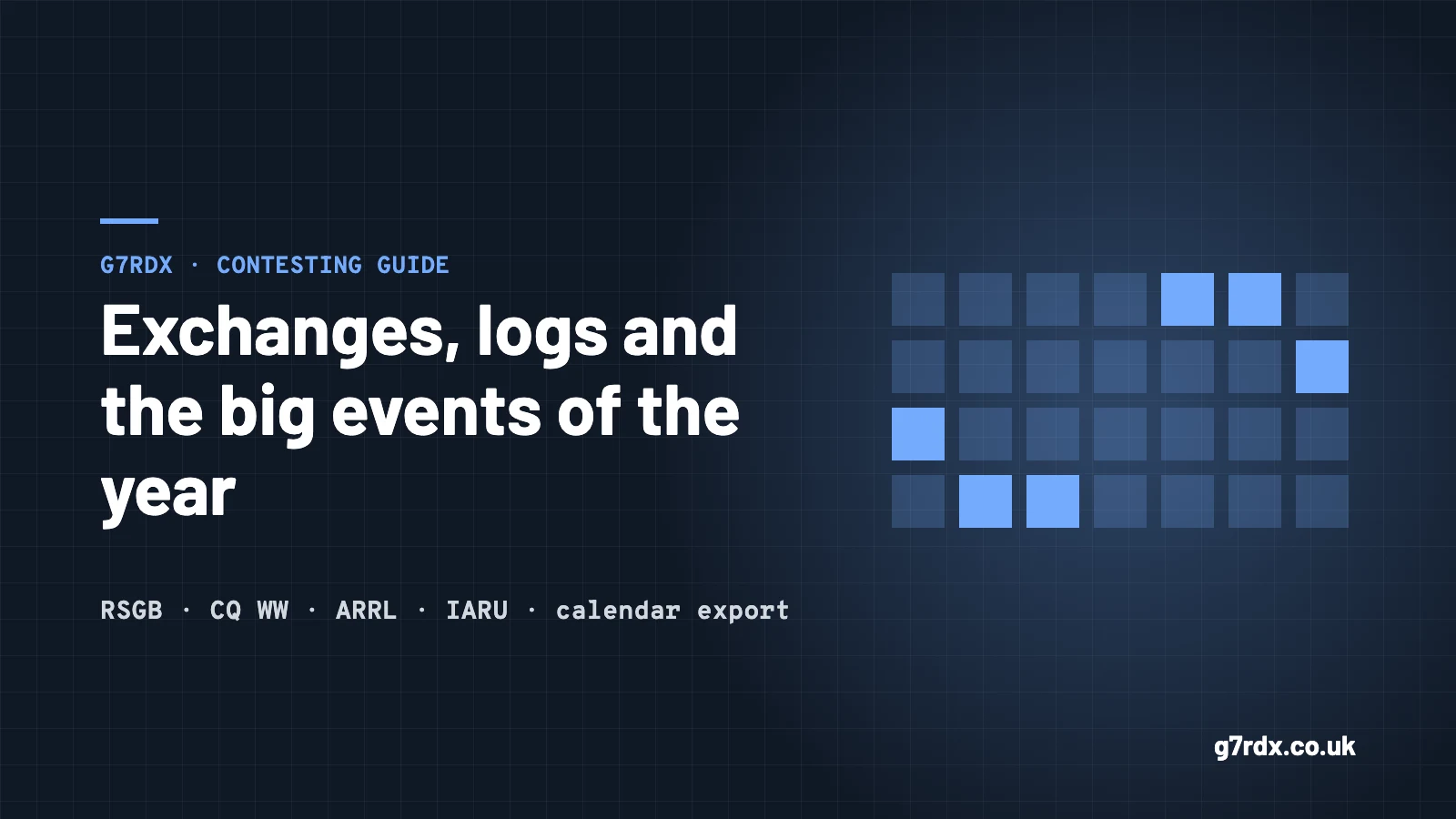 Exchanges, logs and the big events of the year - G7RDX guide cover
