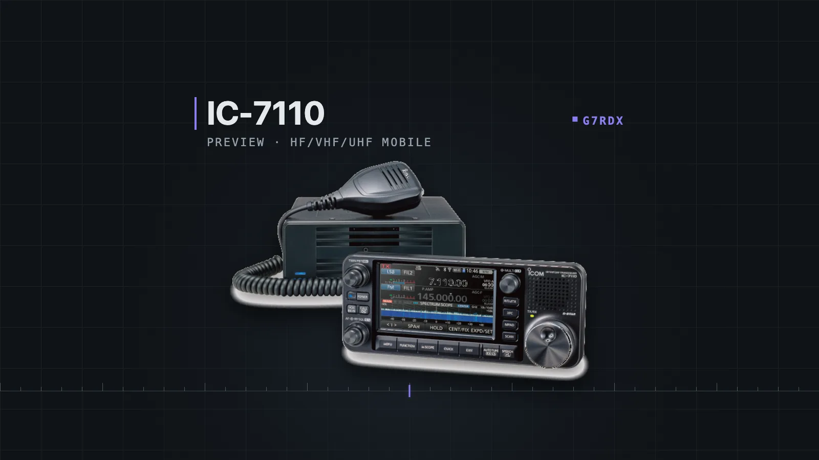 Icom IC-7110 controller and main unit on the G7RDX bench