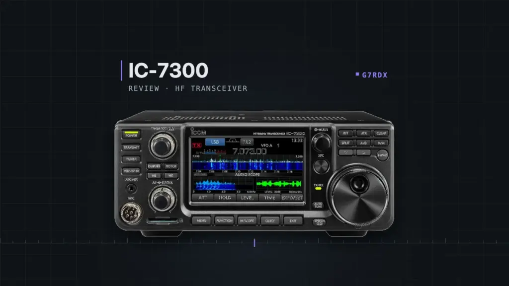 Icom IC-7300 HF transceiver on the G7RDX bench