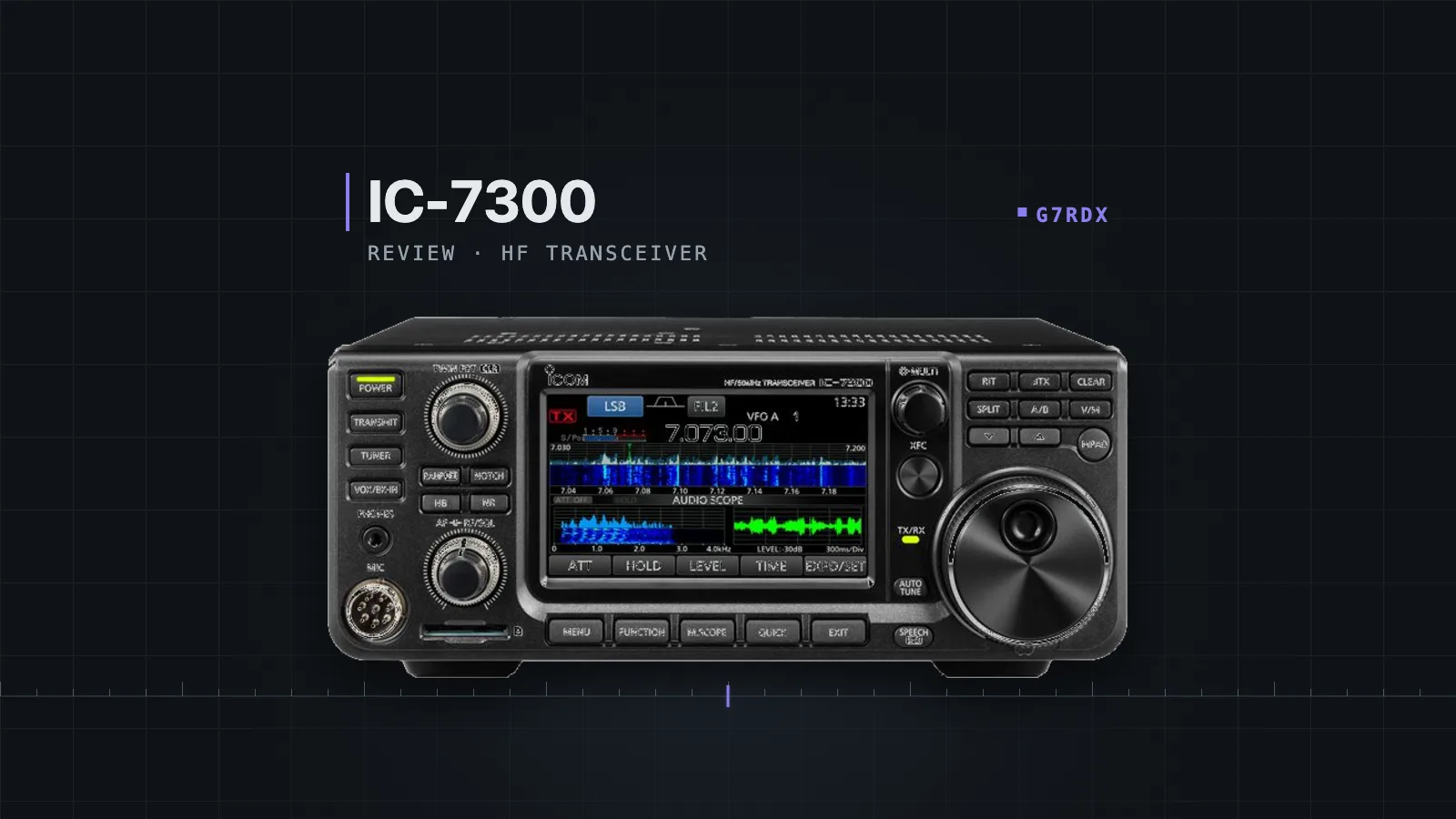 Icom IC-7300 HF transceiver on the G7RDX bench