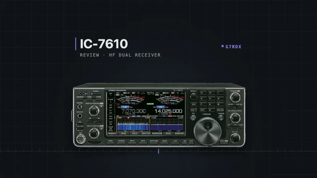 Icom IC-7610 dual receiver HF transceiver on the G7RDX bench