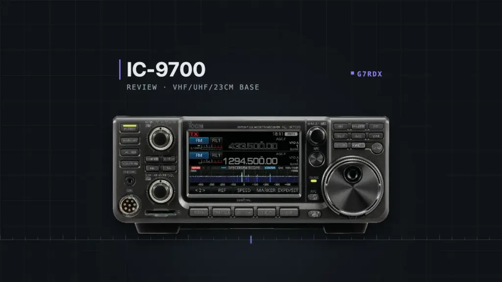 Icom IC-9700 VHF UHF 23cm transceiver on the G7RDX bench