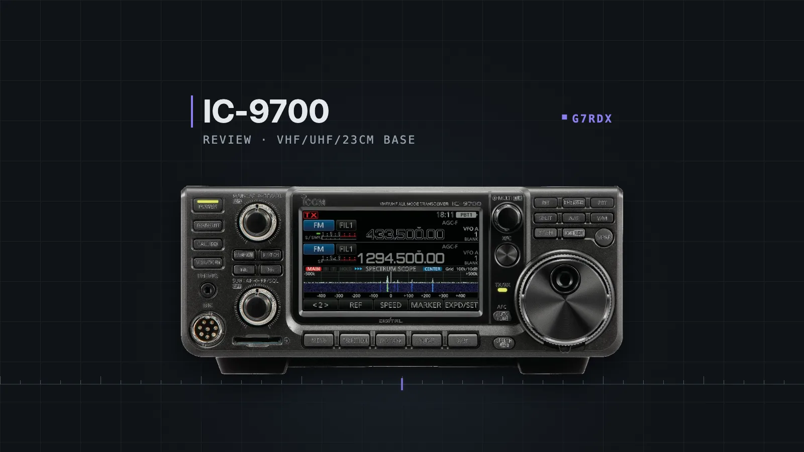Icom IC-9700 VHF UHF 23cm transceiver on the G7RDX bench