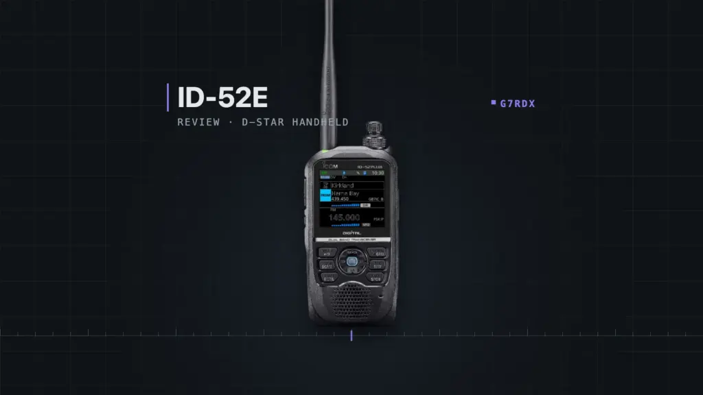 Icom ID-52E PLUS D-STAR handheld on the G7RDX bench