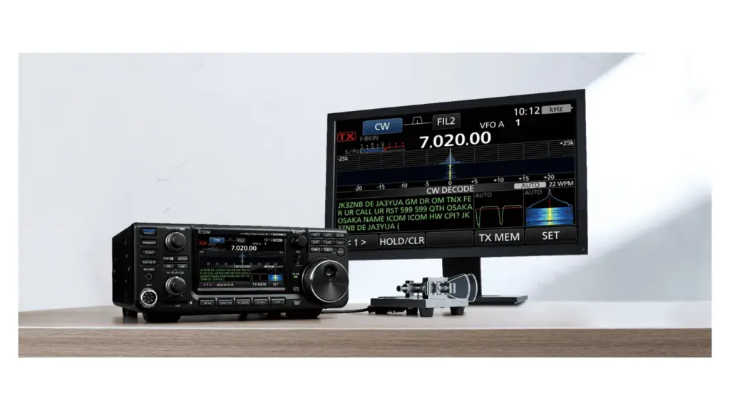 Icom IC-7300MK2 connected to an external monitor through its HDMI output