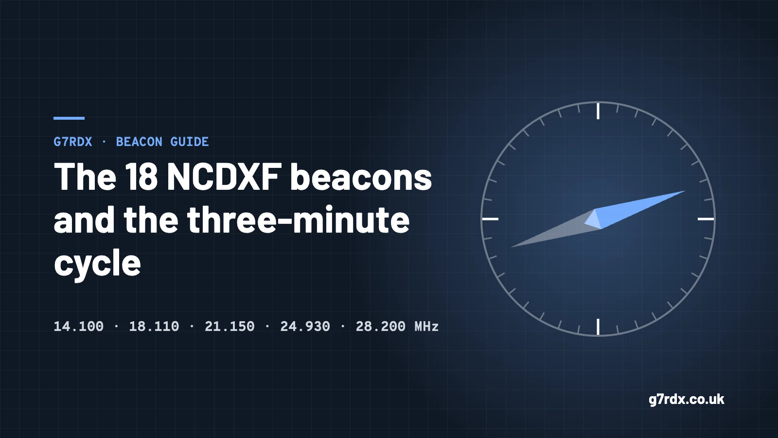 The 18 NCDXF beacons and the three-minute cycle - G7RDX guide cover